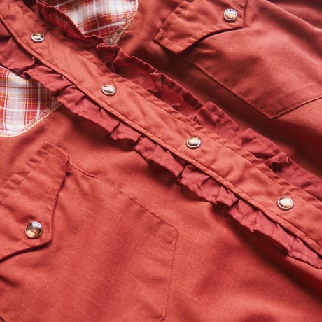 70s "Wrangler" ruffle plaid western shirts