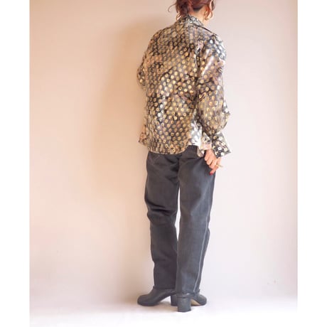 60〜70s "Contessa Monique by Florence Alper" metallic floral blouse