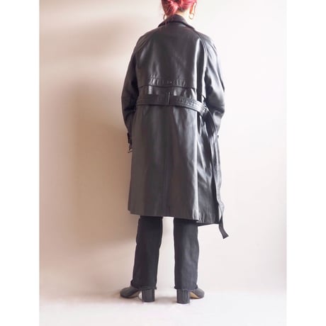 vintage black lamb leather coat