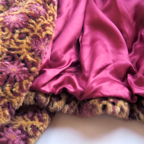 "CREOLA" big collar floral faux fur jacket