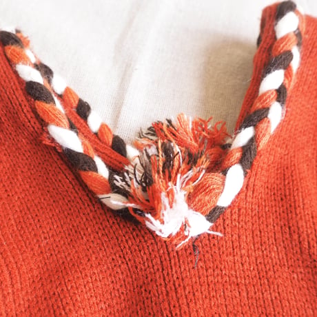 vintage mexican orange fringe poncho