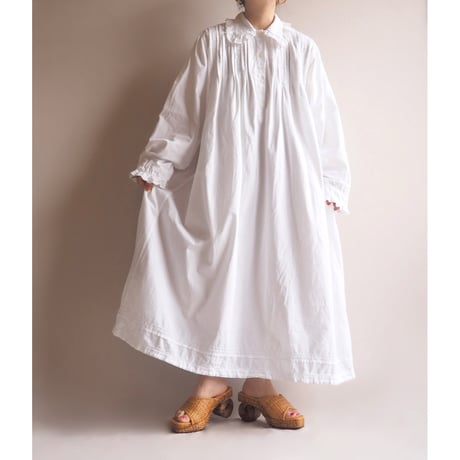 60〜70s ruffle lace cotton maxi dress