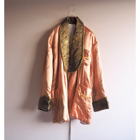50〜60s chinese embroidered quilt jacket (gold×khaki)
