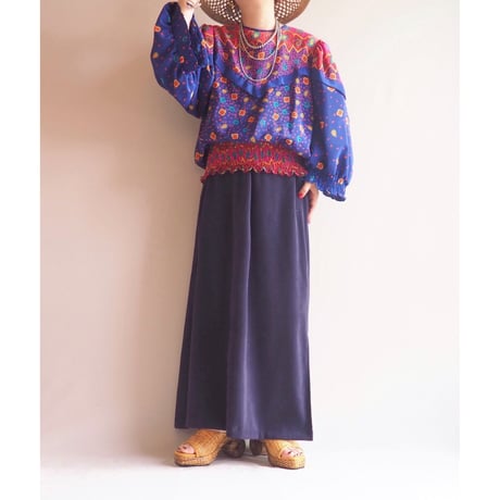 80s "Montage" balloon sleeve abstract design blouse
