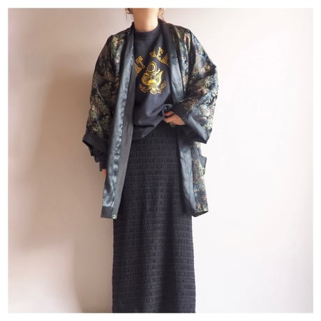70〜80s black chinese brocade robe