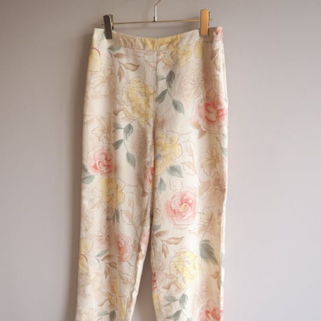 ”Talbot" floral silk × cotton wide pants