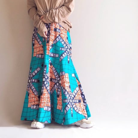 vintage african batik maxi skirt