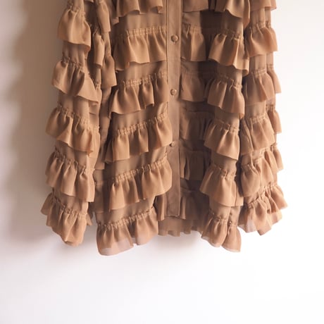 vintage ruffle semi sheer blouse