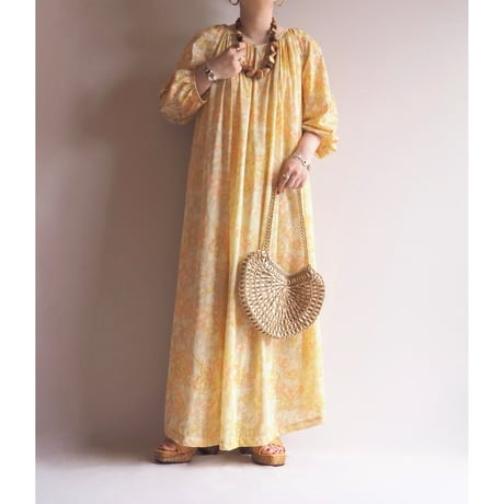 70s〜 floral house maxi dress