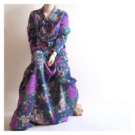 70s made in Sweden glitter floral maxi dress