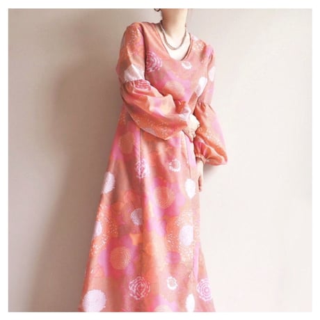 70s floral balloon sleeve maxi dress