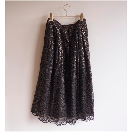 80s "Janet Maffei" lace flare maxi skirt