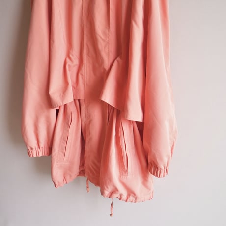 90s salmon pink drawstring design coat