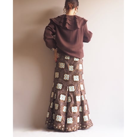 vintage floral embroidered maxi skirt