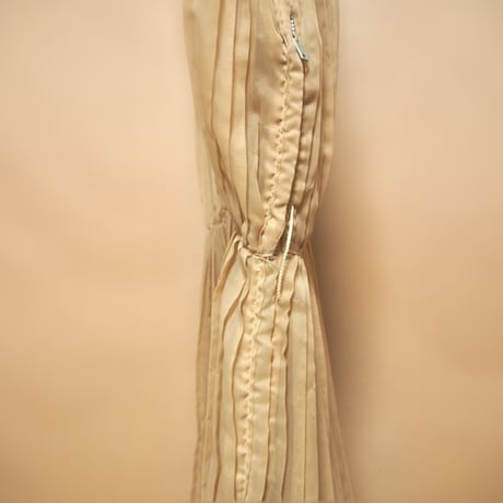 60s sheer beige pleated dress