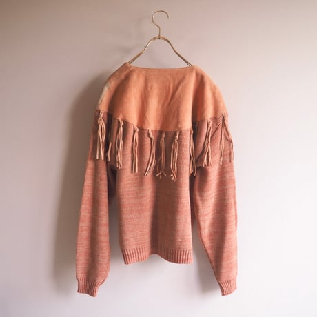 80s "Pioneer wear" suede fringe design sweater