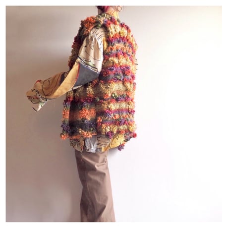 vintage multi color design knit vest