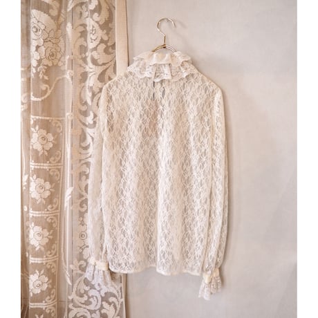 70〜80s ruffle lace blouse
