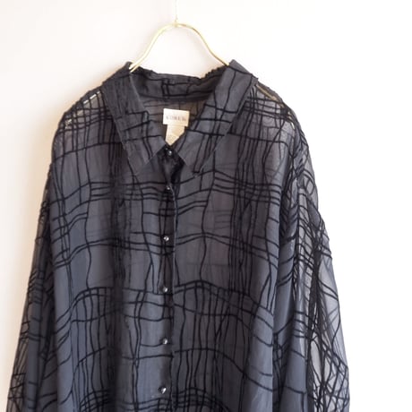 90s abstract sheer oversized blouse