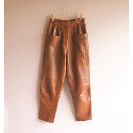 vintage camel leather tapered pants