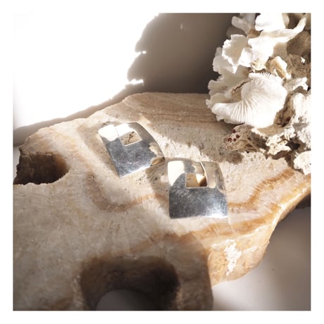 silver925 square large earrings