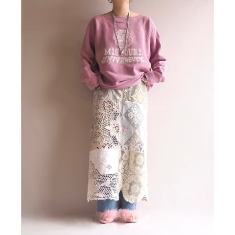 original remake lace patchwork maxi skirt 【E】