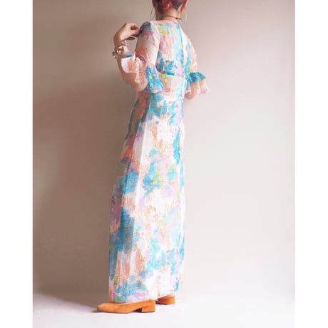 70s floral sheer maxi dress