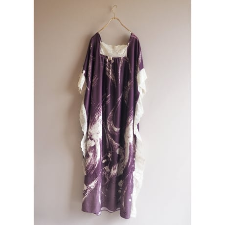 70s floral lace kaftan dress