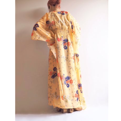 70s floral sheer kaftan dress