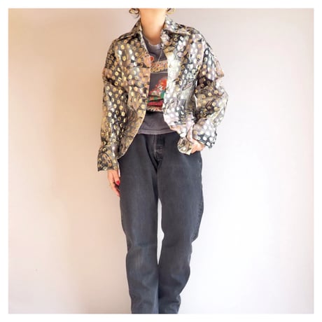 60〜70s "Contessa Monique by Florence Alper" metallic floral blouse
