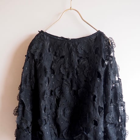 70〜80s "Andree Gaye" floral sheer blouse