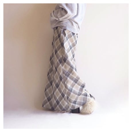 70s "Aper mates"metallic plaid knit maxi skirt