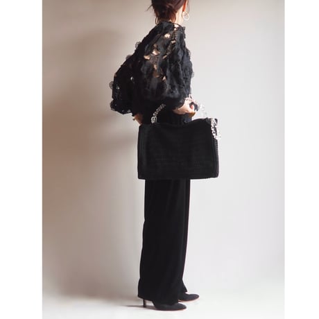 70〜80s "Andree Gaye" floral sheer blouse