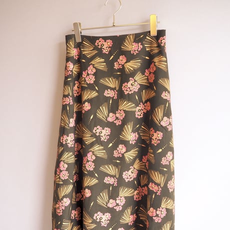 70s floral abstract maxi skirt