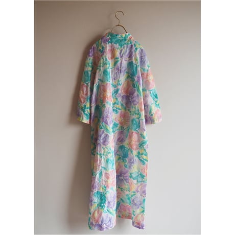 70s "Saybury" quilted floral house maxi dress