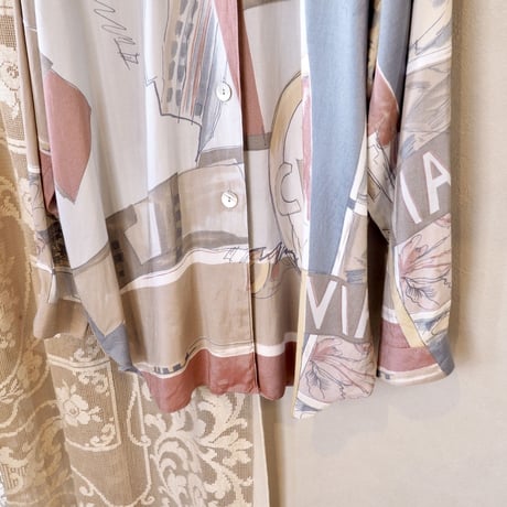 vintage abstract print oversized blouse