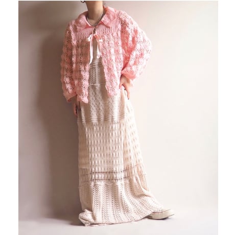60s floral crochet bed jacket