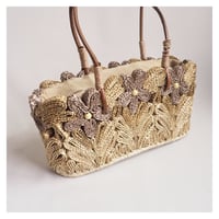 70〜80s straw floral bag