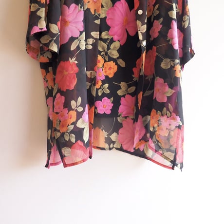 90s floral sheer blouse & tops set