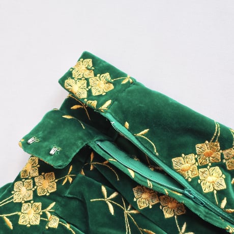 60s velvet floral embroidered maxi skirt