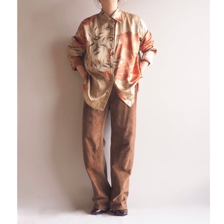 90s floral satin blouse