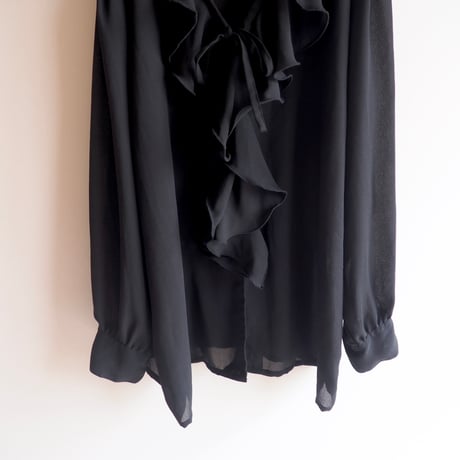90s oversized ruffle sheer blouse