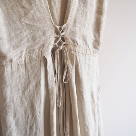 vintage folk linen sleeveless maxi dress