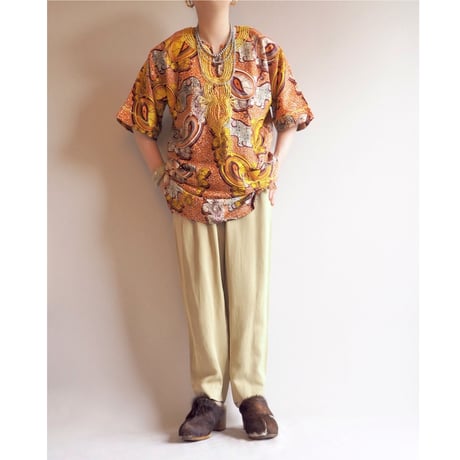 vintage african batik embroidered blouse