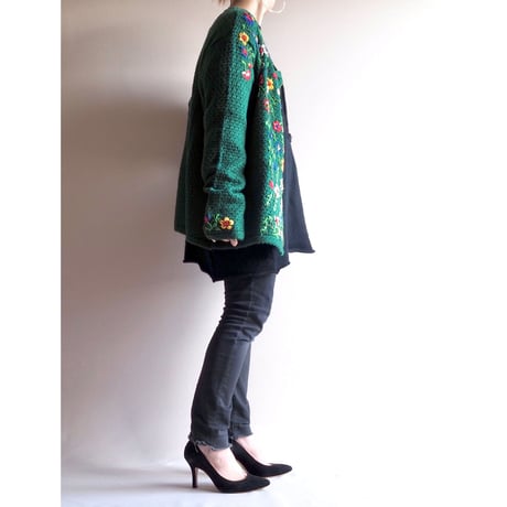 "ALPIN" floral embroidered scallop cardigan