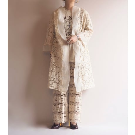 vintage no collar lace sheer robe