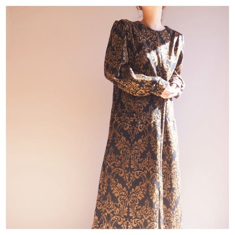 70〜80s "david brown" metallic abstract knit maxi dress
