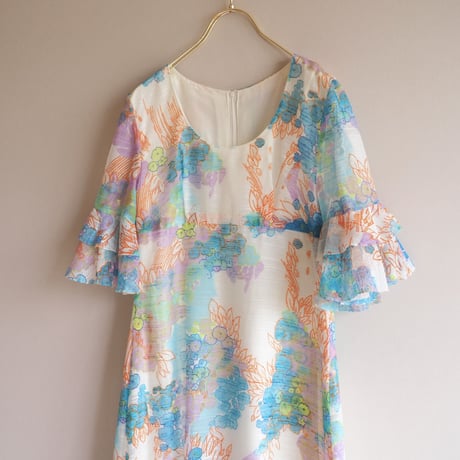 70s floral sheer maxi dress