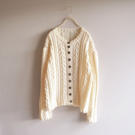 vintage popcorn design knit cardigan