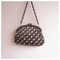 60〜70s dark brown chain × velvet bag